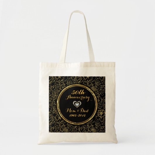 Elegant Black & Gold 50th Wedding Jubileum Tote Bag (Voorkant)