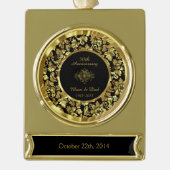 Elegant Black & Gold 50th Wedding Jubileum Verguld Banner Ornament (Voorkant)