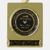 Elegant Black & Gold 50th Wedding Jubileum Verguld Banner Ornament (Voorkant)
