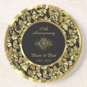 Elegant Black & Gold 50th Wedding Jubileum Zandsteen Onderzetter (Voorkant)
