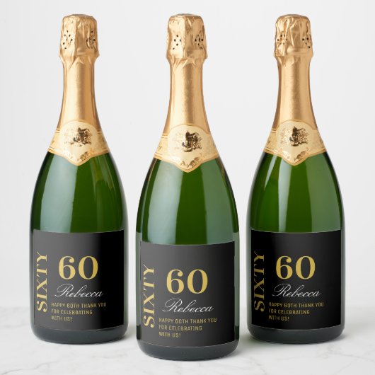 Elegant Black Gold 60-dag cocktail Sparkling Wijnetiket (Flessen)