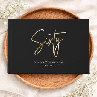 Elegant Black & Gold 60th Birthday Gastenboek