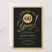 Elegant Black Gold 60th Birthday Kaart (Voorkant)