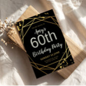 Elegant Black & Gold 60th Birthday Party Kaart