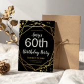 Elegant Black & Gold 60th Birthday Party Kaart
