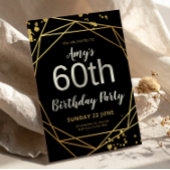 Elegant Black & Gold 60th Birthday Party Kaart