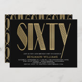 Elegant Black & Gold 60th Birthday Party Kaart (Voorkant / Achterkant)