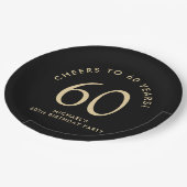 Elegant Black Gold 60th Birthday Party Papieren Bordje (Gekanteld)