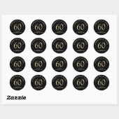 Elegant Black Gold 60th Birthday Party Ronde Sticker (Vel)