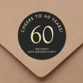 Elegant Black Gold 60th Birthday Party Ronde Sticker