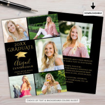 Elegant Black Gold 6 Photo Collage Afstuderen