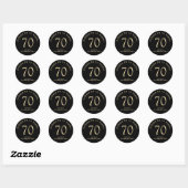 Elegant Black Gold 70th Birthday Party Ronde Sticker (Vel)
