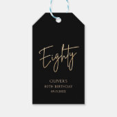 Elegant Black Gold 80ste Verjaardagsfeest Cadeaulabel (Voorkant)