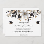 Elegant Black & Gold Afstuderen aangekondigd Kaart (Voorkant / Achterkant)