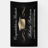 Elegant Black|Gold Afstuderen Spandoek (Verticaal)