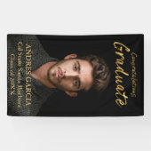 Elegant Black Gold Afstuderen Verticale foto Spandoek (Horizontaal)