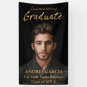 Elegant Black Gold Afstuderen Verticale foto Spandoek