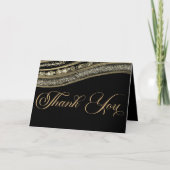 Elegant Black Gold Agaat verjaardagsfeestje Bedankkaart (Voorkant)