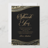 Elegant Black Gold Agaat verjaardagsfeestje Bedankkaart (Voorkant)