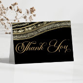 Elegant Black Gold Agaat verjaardagsfeestje Bedankkaart