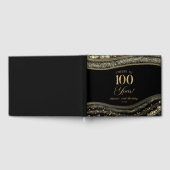 Elegant Black Gold Agate 100th Birthday Party Gastenboek (Volledig)