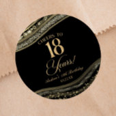 Elegant Black Gold Agate 18th Birthday Party Ronde Sticker