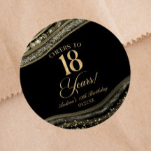 Elegant Black Gold Agate 18th Birthday Party
