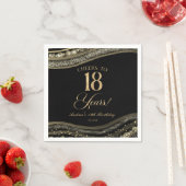 Elegant Black Gold Agate 18th Birthday Party Servet (Insitu)