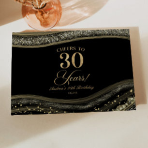 Elegant Black Gold Agate 30e Verjaardagsfeestje Gastenboek