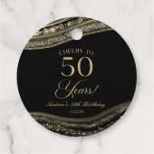 Elegant Black Gold Agate 50th Birthday Party Bedankjes Labels (Achterkant)