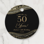 Elegant Black Gold Agate 50th Birthday Party Bedankjes Labels (Voorkant)