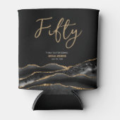 Elegant Black Gold Agate 50th Birthday Party Blikjeskoeler (Voorkant)