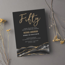 Elegant Black Gold Agate 50th Birthday Party