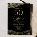Elegant Black Gold Agate 50th Birthday Party Kaart<br><div class="desc">Dit is een elegante Black Gold Agate 50e verjaardag uitnodiging!</div>