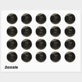 Elegant Black Gold Agate 50th Birthday Party Ronde Sticker (Vel)