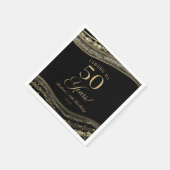 Elegant Black Gold Agate 50th Birthday Party Servet (Hoek)