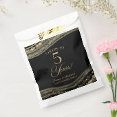 Elegant Black Gold Agate 5th Anniversary Party Bedankzakje (Gezegeld)