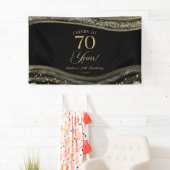 Elegant Black Gold Agate 70th Birthday Party Spandoek (Insitu)