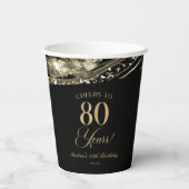 Elegant Black Gold Agate 80th Birthday Party Papieren Bekers (Achterkant)