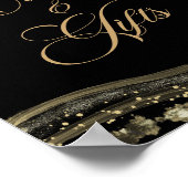 Elegant Black Gold Agate Cards & Gifts Sign Poster (Hoek)