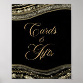 Elegant Black Gold Agate Cards & Gifts Sign Poster (Voorkant)