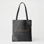 Elegant Black Gold Agate Dark Bridesmaid Tote Bag (Voorkant)