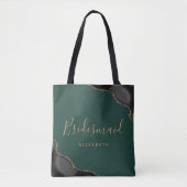 Elegant Black Gold Agate Green Bridesmaid Tote Bag (Voorkant)