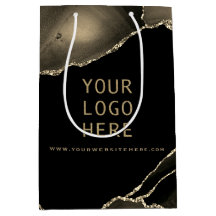 Elegant Black Gold Agate, je Logo hier, middelgroo