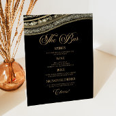 Elegant Black Gold Agate Party Bar Menu Reclamebord Met Voetstuk