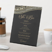 Elegant Black Gold Agate Party Bar Menu Reclamebord Met Voetstuk (Insitu)