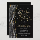 Elegant Black Gold Agate Script 80e verjaardag Kaart (Voorkant / Achterkant)