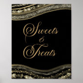 Elegant Black Gold Agate Sweets and Treats Sign Poster (Voorkant)