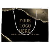 Elegant Black Gold Agate Uw Logo hier Groot Cadeauzakje (Achterkant)