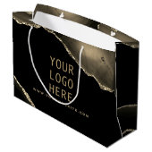 Elegant Black Gold Agate Uw Logo hier Groot Cadeauzakje (Achterkant Gekanteld)